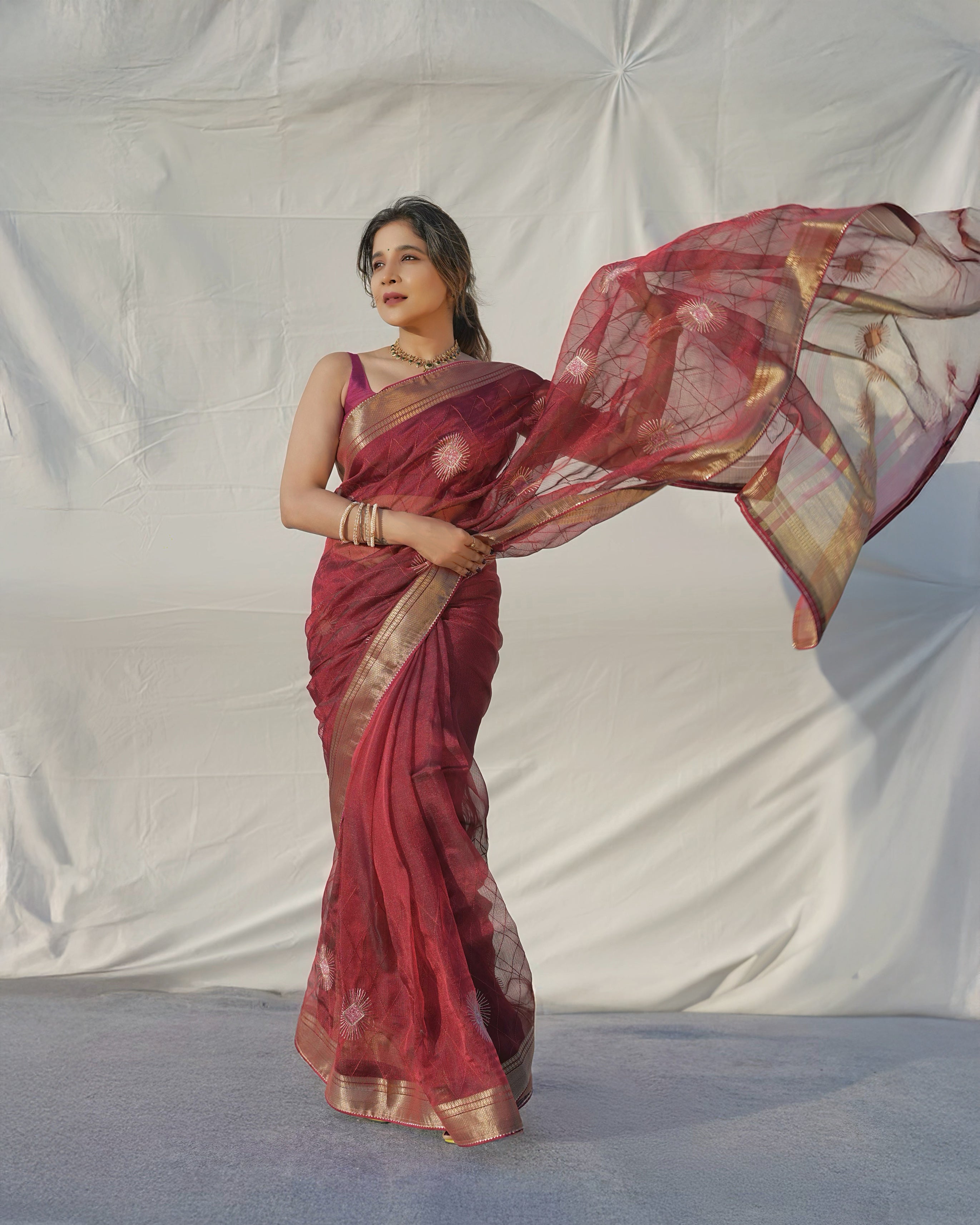 Festive Celebration Look with Tissue Silk Shank