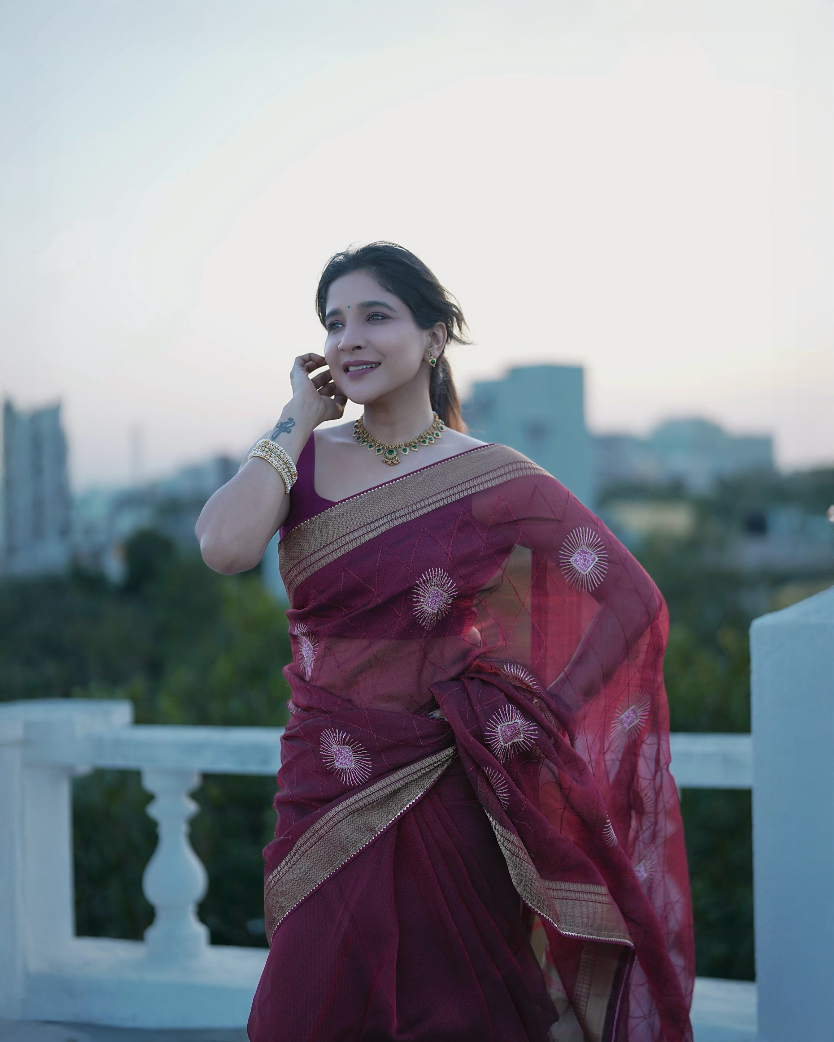 Festive Celebration Look with Tissue Silk Shank