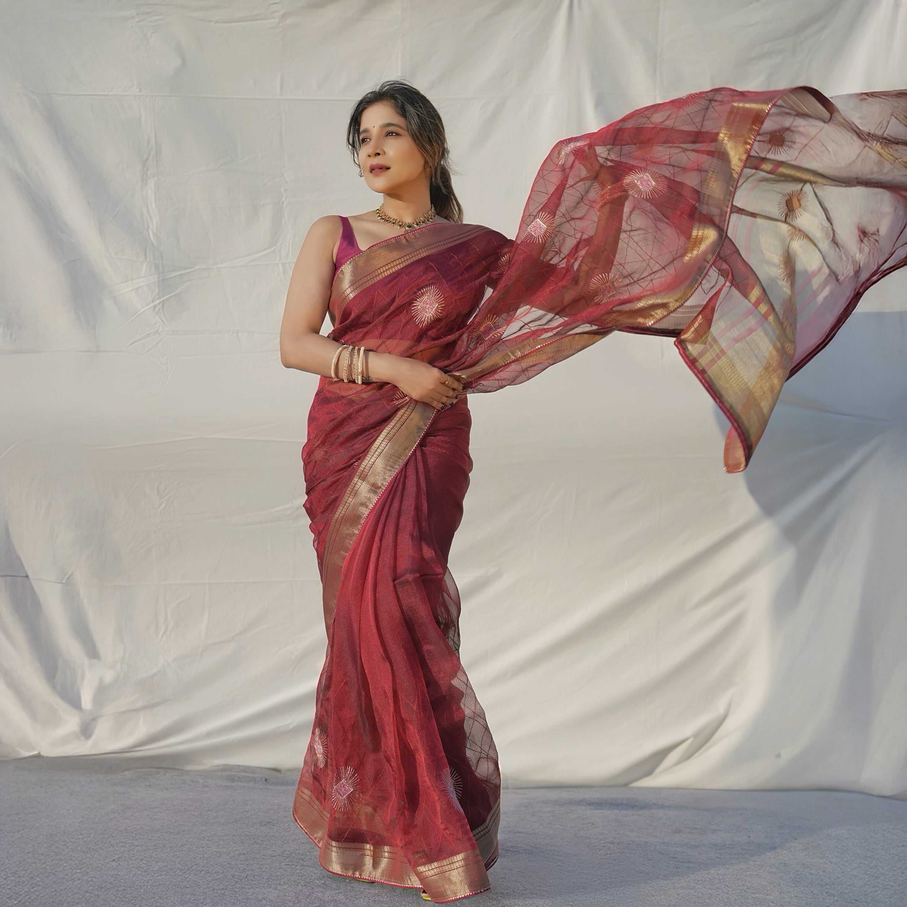 Festive Celebration Look with Tissue Silk Shank