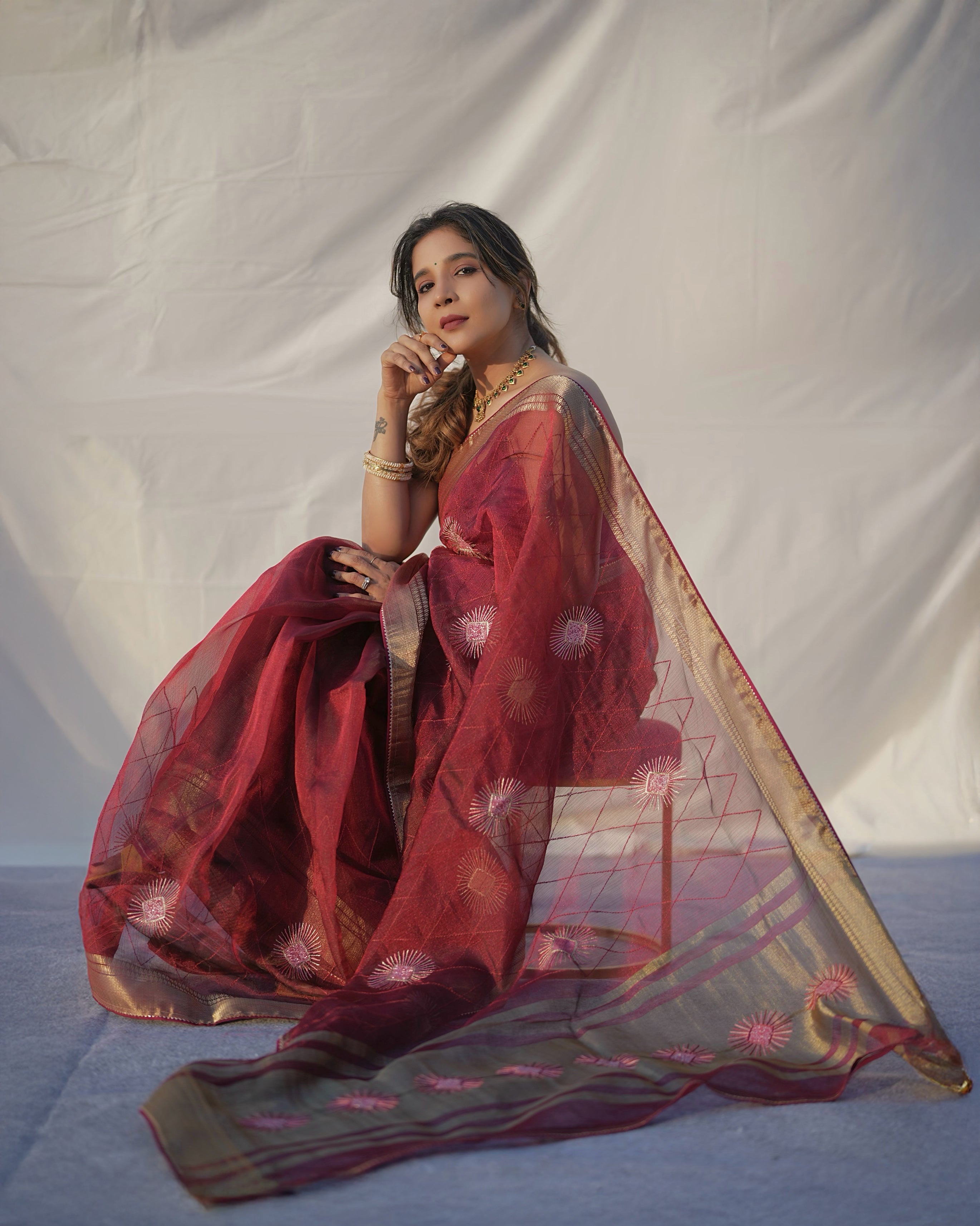 Festive Celebration Look with Tissue Silk Shank