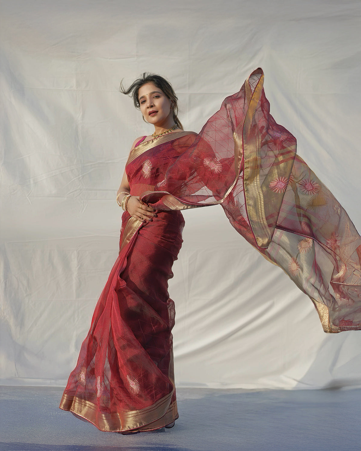 Festive Celebration Look with Tissue Silk Shank