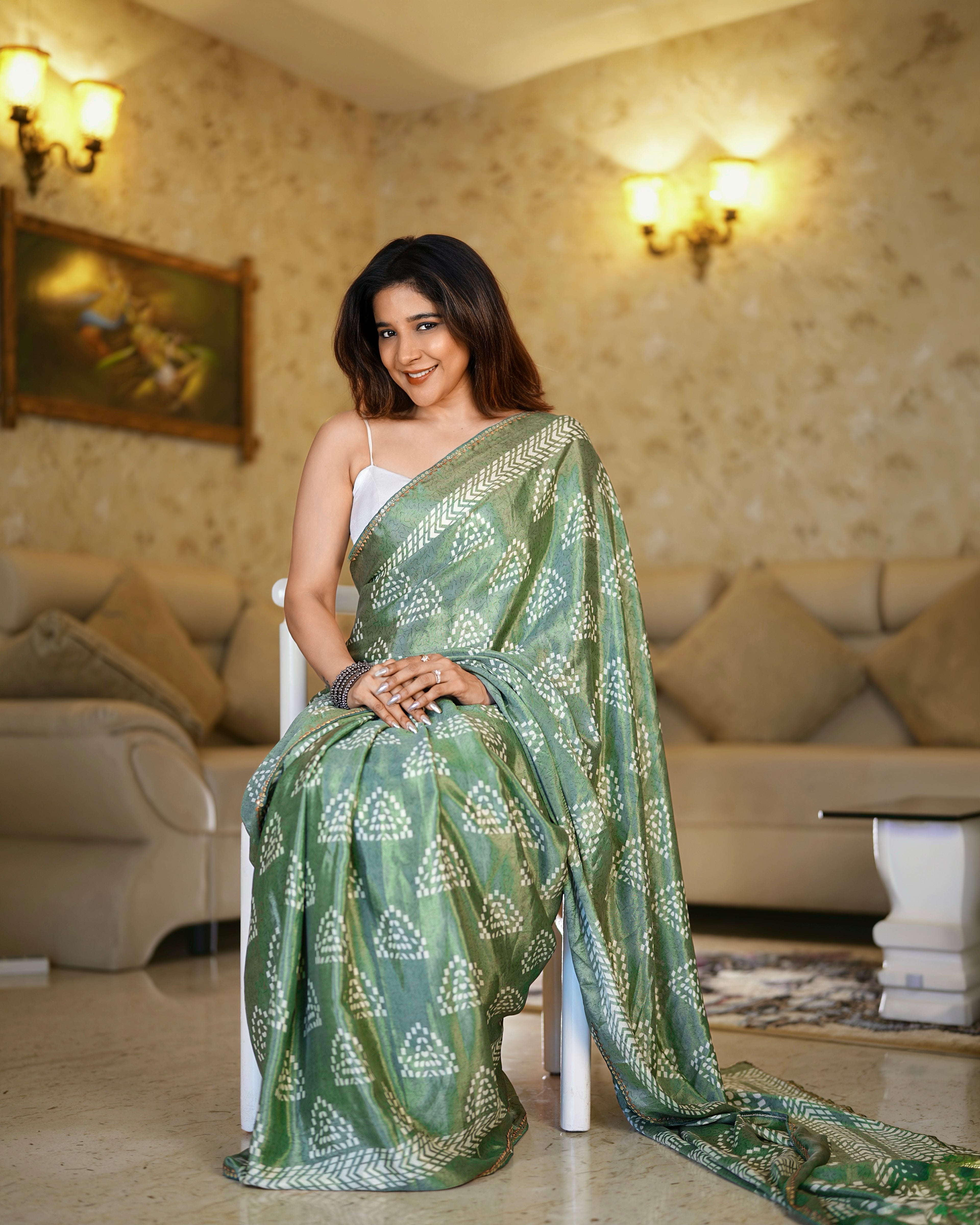 Chikankari Sage Saanvi Soft Touch Saree